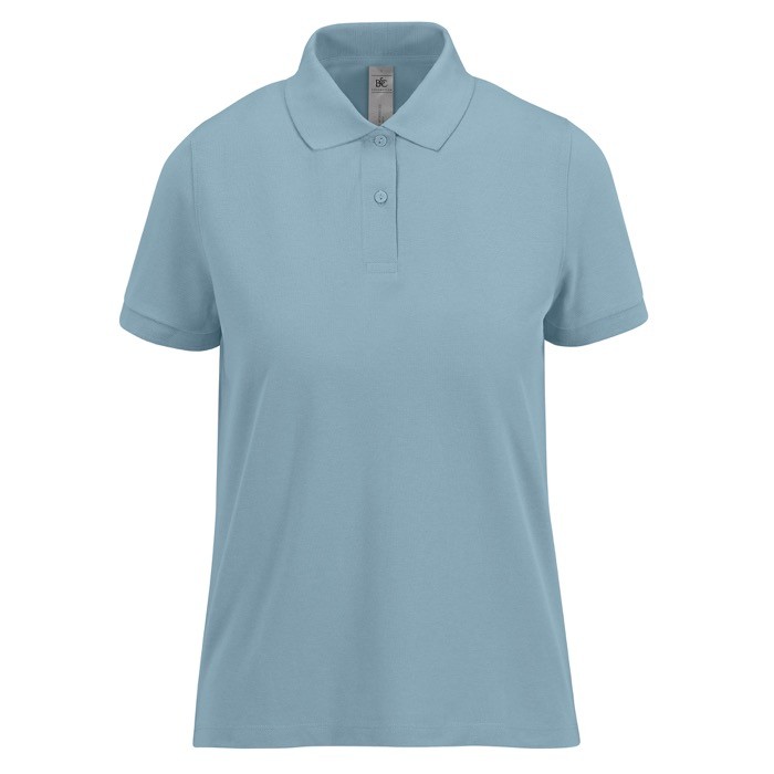 Polo básico de algodón para mujer de manga corta 210 g/m2 B&C color azul grisáceo Polo básico de algodón para mujer de manga corta 210 g/m2 B&C color azul grisáceo