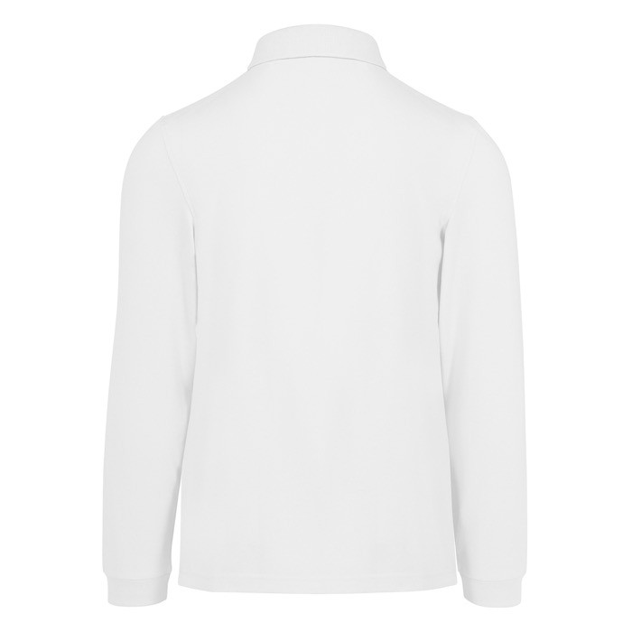 Polo clásico de algodón piqué de manga larga 180 g/m2 B&C color blanco vista detalle 2