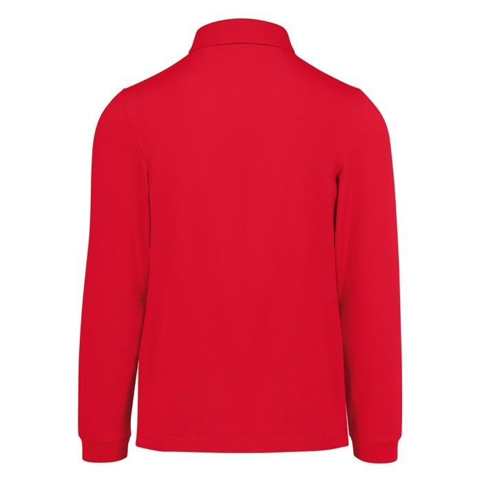 Polo clásico de algodón piqué de manga larga 180 g/m2 B&C color rojo vista detalle 2