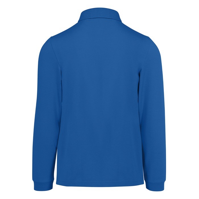 Polo clásico de algodón piqué de manga larga 180 g/m2 B&C color azul real vista detalle 2