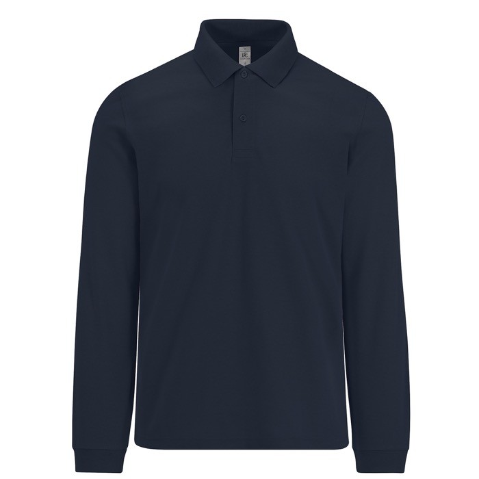 Polo clásico de algodón piqué de manga larga 180 g/m2 B&C color azul marino