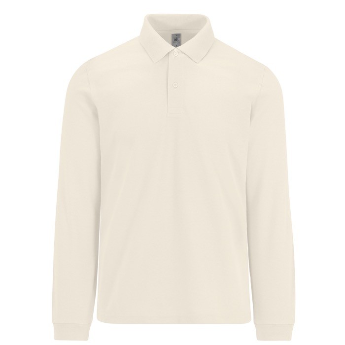 Polo clásico de algodón piqué de manga larga 180 g/m2 B&C color blanco roto