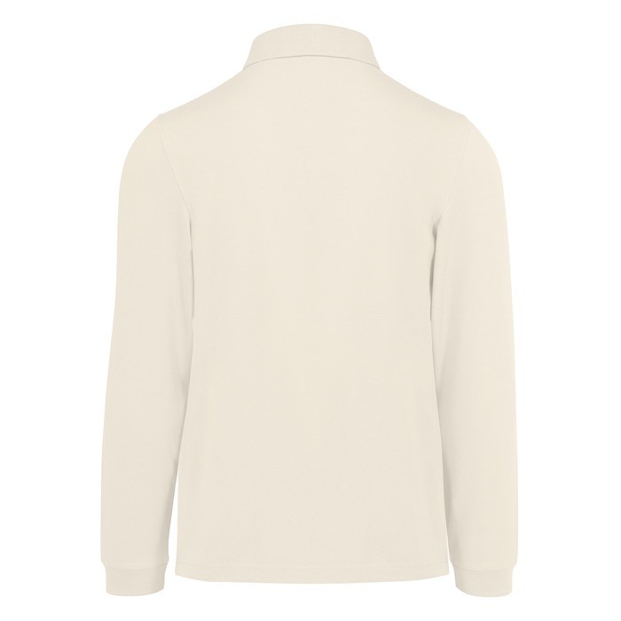 Polo clásico de algodón piqué de manga larga 180 g/m2 B&C color blanco roto vista detalle 2