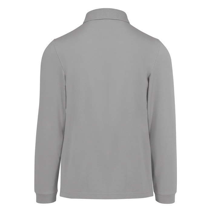 Polo clásico de algodón piqué de manga larga 180 g/m2 B&C color gris jaspeado vista detalle 2