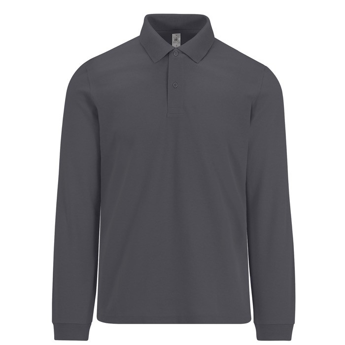 Polo clásico de algodón piqué de manga larga 180 g/m2 B&C color gris oscuro