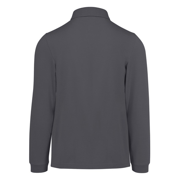 Polo clásico de algodón piqué de manga larga 180 g/m2 B&C color gris oscuro vista detalle 2