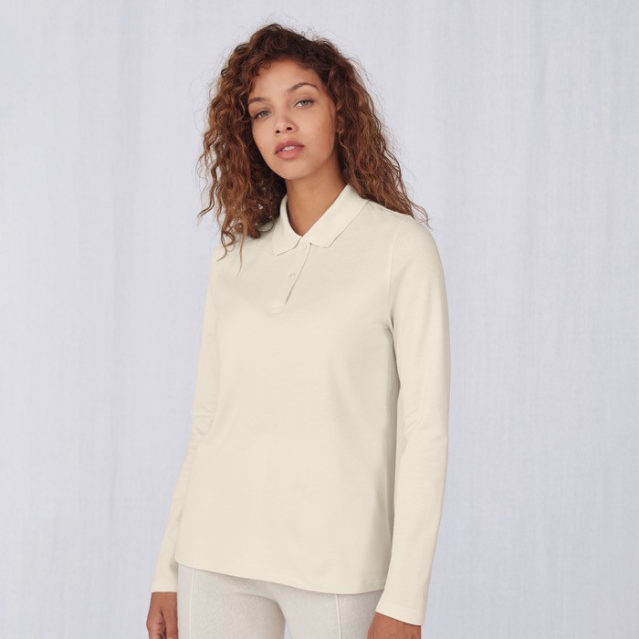 Polo clásico de algodón pique para mujer manga larga 180 g/m2 B&C Polo clásico de algodón pique para mujer manga larga 180 g/m2 B&C