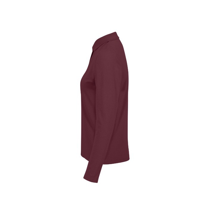 Polo clásico de algodón pique para mujer manga larga 180 g/m2 B&C color burdeos Polo clásico de algodón pique para mujer manga larga 180 g/m2 B&C color burdeos