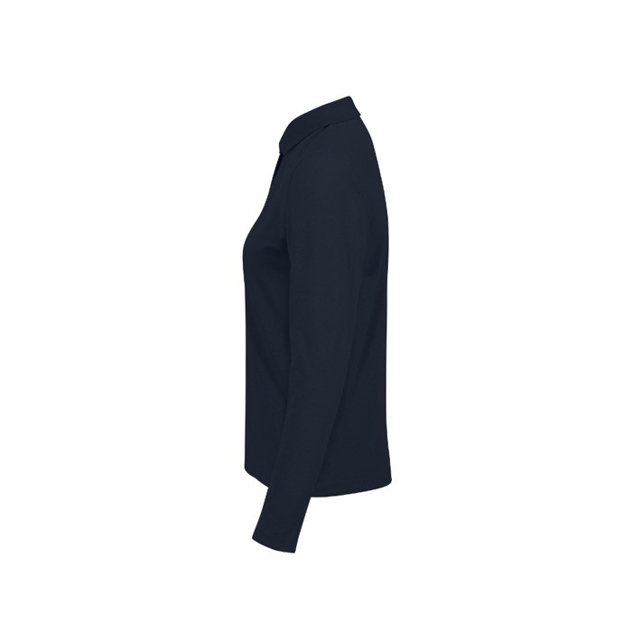 Polo clásico de algodón pique para mujer manga larga 180 g/m2 B&C color azul marino Polo clásico de algodón pique para mujer manga larga 180 g/m2 B&C color azul marino