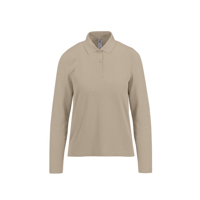 Polo clásico de algodón pique para mujer manga larga 180 g/m2 B&C Polo clásico de algodón pique para mujer manga larga 180 g/m2 B&C