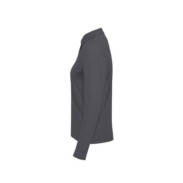 Polo clásico de algodón pique para mujer manga larga 180 g/m2 B&C color gris oscuro Polo clásico de algodón pique para mujer manga larga 180 g/m2 B&C color gris oscuro