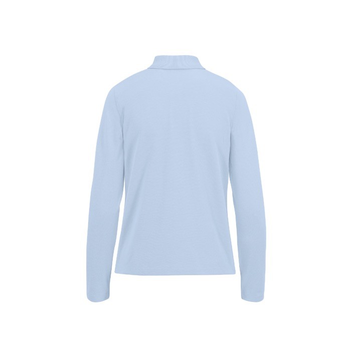 Polo clásico de algodón pique para mujer manga larga 180 g/m2 B&C color azul grisáceo vista detalle 2 Polo clásico de algodón pique para mujer manga larga 180 g/m2 B&C color azul grisáceo vista detalle 2