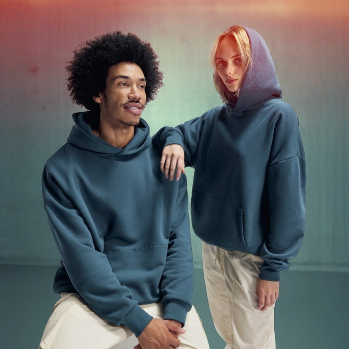 Sudadera unisex ecológica oversized con capucha 350 g/m2 B&C Sudadera unisex ecológica oversized con capucha 350 g/m2 B&C