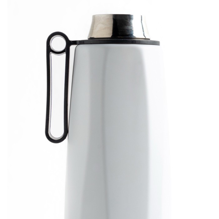 Botella termo de acero inoxidable reciclado con asa útil 750ml color blanco