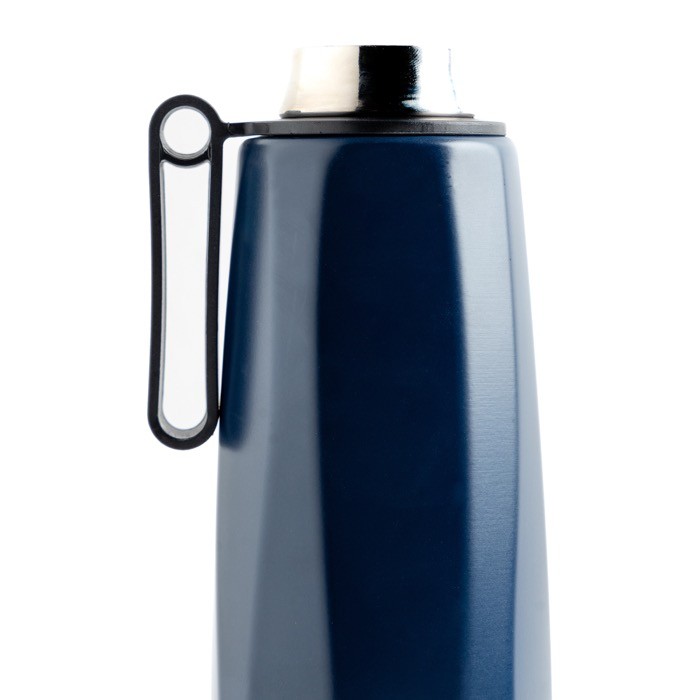 Botella termo de acero inoxidable reciclado con asa útil 750ml color azul marino