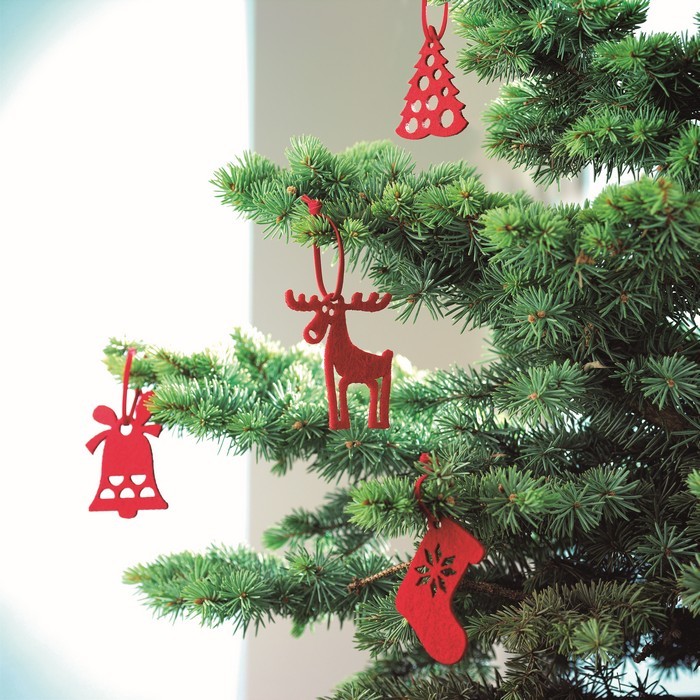 Adornos navideños de fieltro color rojo imagen de ambiente principal Adornos navideños de fieltro color rojo imagen de ambiente principal