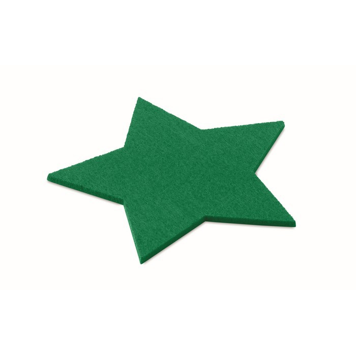 Posavasos con logotipo forma de estrella de color verde segunda vista Posavasos con logotipo forma de estrella de color verde segunda vista