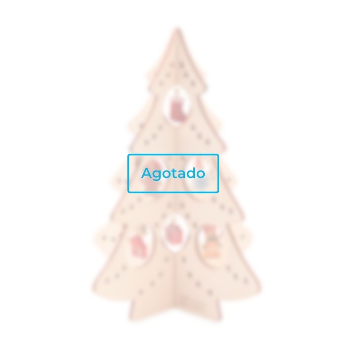 Pequeño árbol con decoraciones color madera vista principal - Agotado