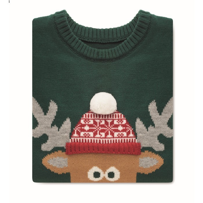 Jersey grande para Navidad color verde segunda vista Jersey grande para Navidad color verde segunda vista