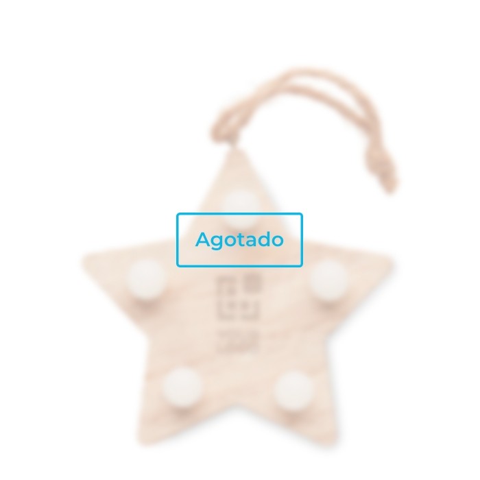 Estrella colgante navideña de madera con iluminación LED vista principal - Agotado