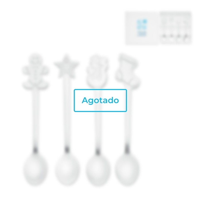Juego de 4 cucharas de té versión navideña con caja de regalo vista principal - Agotado