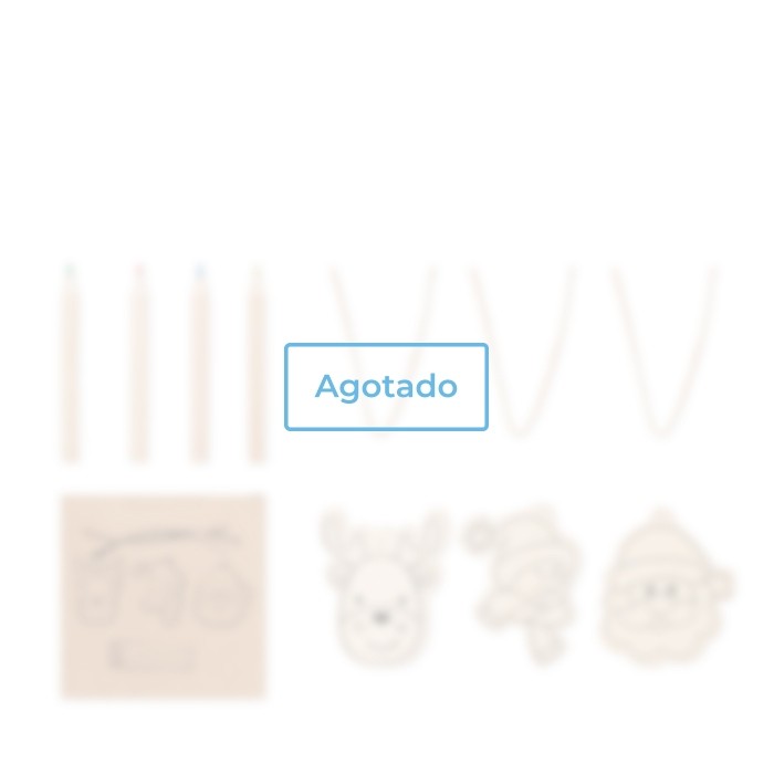 Set de 3 adornos navideños de madera y lápices presentados en caja vista principal - agotado