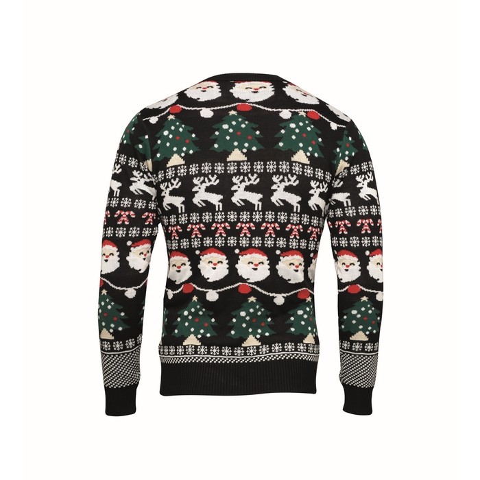 Jersey de estampado navideño con 10 luces LED talla S/M color negro tercera vista