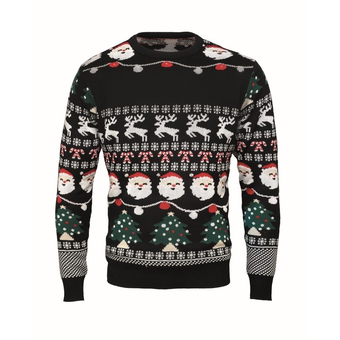 Jersey de estampado navideño con 10 luces LED talla L/XL color negro Jersey de estampado navideño con 10 luces LED talla L/XL color negro