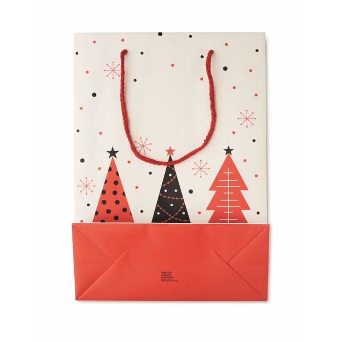 Bolsa de regalo de papel con temática de Navidad tamaño grande color blanco sexta vista Bolsa de regalo de papel con temática de Navidad tamaño grande color blanco sexta vista