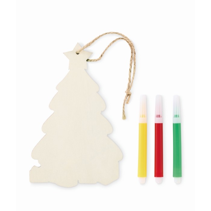 Adorno colgante de Navidad en forma de árbol de madera para colorear color madera tercera vista Adorno colgante de Navidad en forma de árbol de madera para colorear color madera tercera vista
