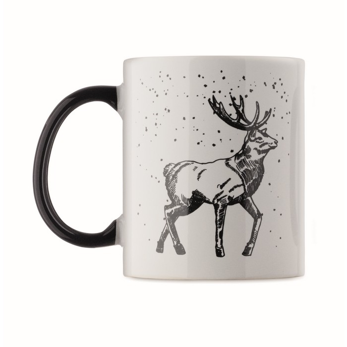 Taza de cerámica con diseño navideño y asa a juego 300ml color negro cuarta vista Taza de cerámica con diseño navideño y asa a juego 300ml color negro cuarta vista