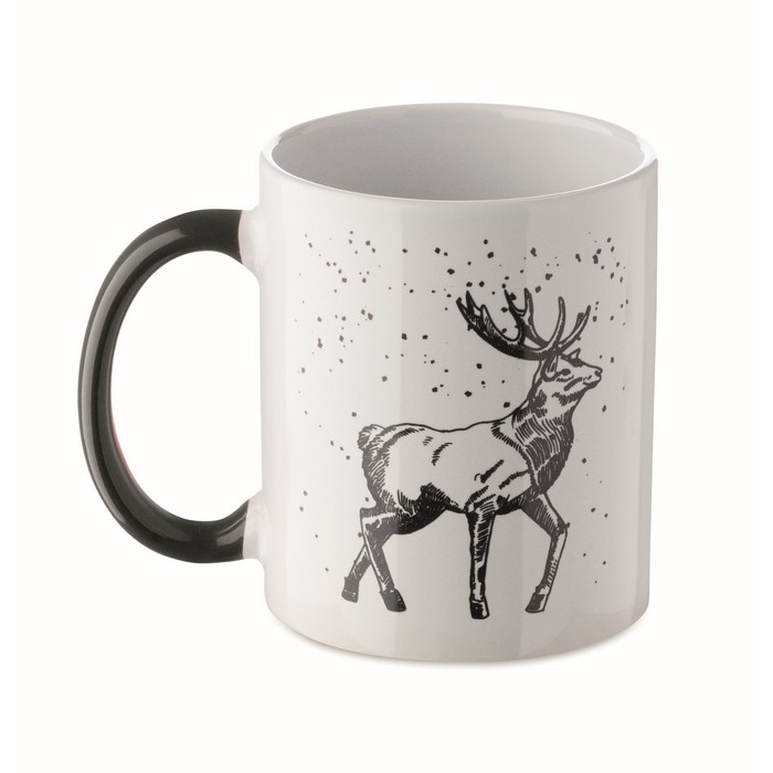 Taza de cerámica con diseño navideño y asa a juego 300ml color negro Taza de cerámica con diseño navideño y asa a juego 300ml color negro