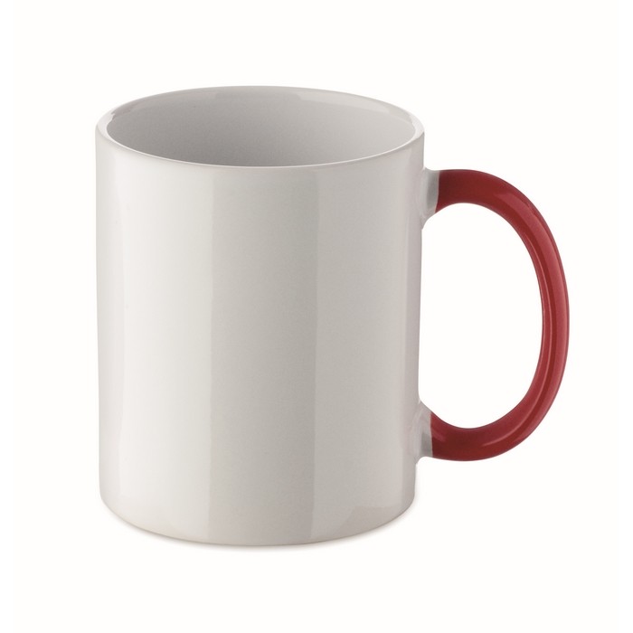 Taza de cerámica con diseño navideño y asa a juego 300ml color rojo segunda vista Taza de cerámica con diseño navideño y asa a juego 300ml color rojo segunda vista
