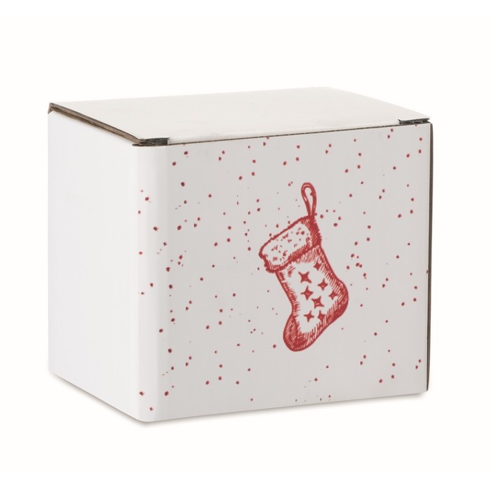 Taza de cerámica con diseño navideño y asa a juego 300ml color rojo tercera vista Taza de cerámica con diseño navideño y asa a juego 300ml color rojo tercera vista