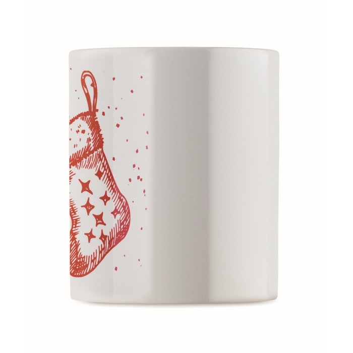 Taza de cerámica con diseño navideño y asa a juego 300ml color rojo quinta vista Taza de cerámica con diseño navideño y asa a juego 300ml color rojo quinta vista