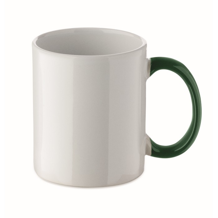 Taza de cerámica con diseño navideño y asa a juego 300ml color verde segunda vista Taza de cerámica con diseño navideño y asa a juego 300ml color verde segunda vista