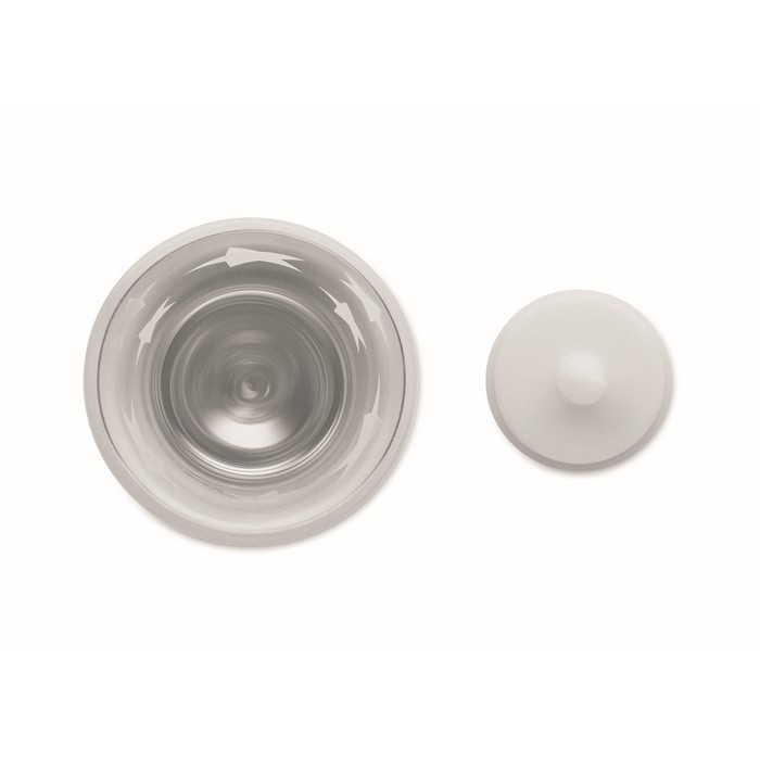 Vela luz LED en frasco de cristal con estrellitas navideñas color plateado mate segunda vista Vela luz LED en frasco de cristal con estrellitas navideñas color plateado mate segunda vista