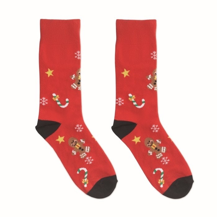 Par de calcetines estilo navideño color rojo Par de calcetines estilo navideño color rojo