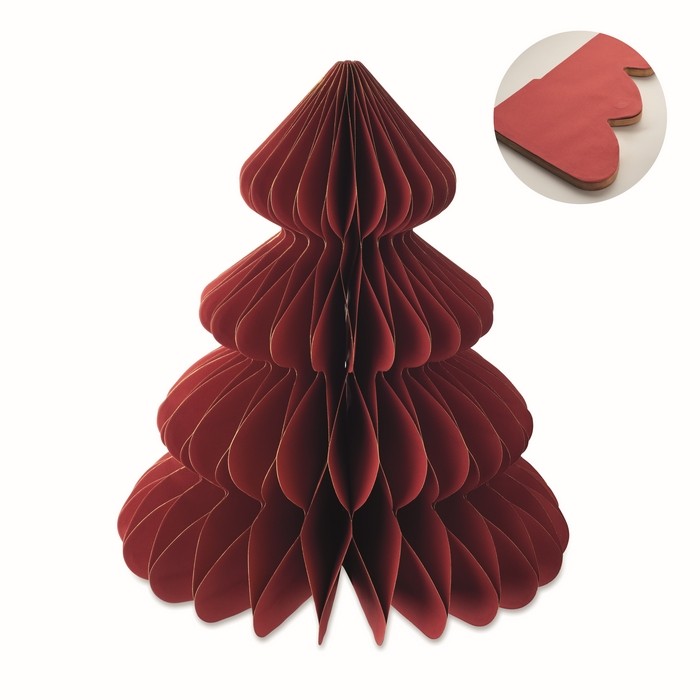 Adorno de papel plegable en forma de árbol de Navidad personalizable color rojo Adorno de papel plegable en forma de árbol de Navidad personalizable color rojo
