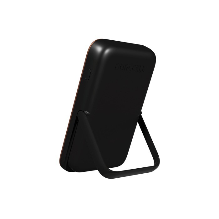 Powerbank elegante y pequeña ideal para llevar 5000 mAh color negro vista ángulo trasero izquierdo