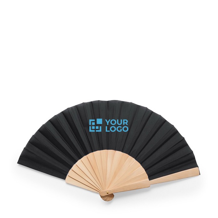 Abanico de colores con tela de poliéster y varillas de madera vista principal