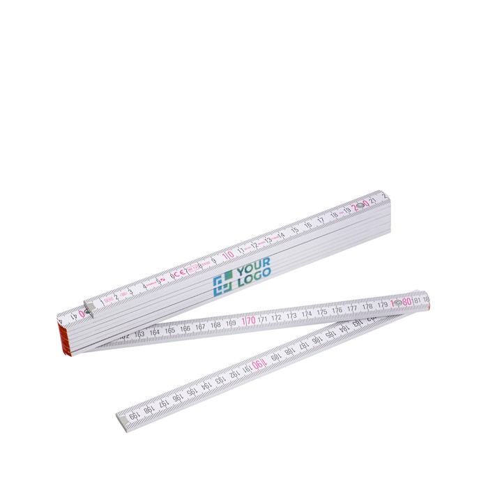 Regla plegable de madera con esquema de ángulo y precisión 3 de 2M color blanco vista de impresión Regla plegable de madera con esquema de ángulo y precisión 3 de 2M color blanco vista de impresión