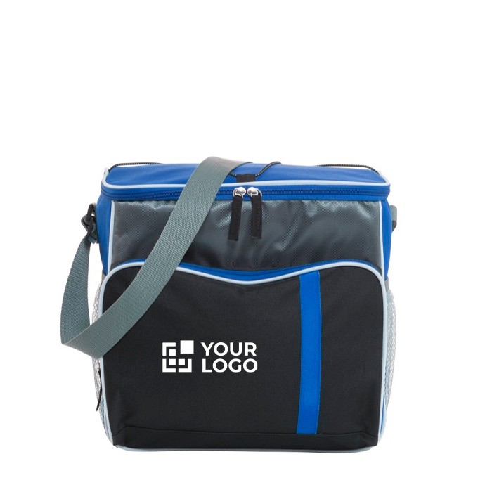 Bolsa térmica con distintos compartimientos en el exterior color azul ultramarino vista de impresión Bolsa térmica con distintos compartimientos en el exterior color azul ultramarino vista de impresión