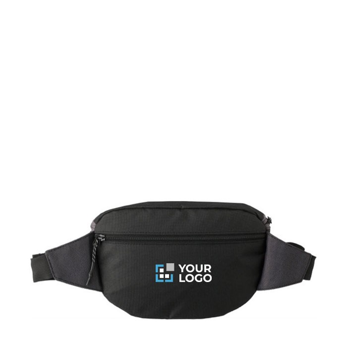 Riñonera de ripstop de 2 compartimientos y correa ajustable color gris vista de impresión