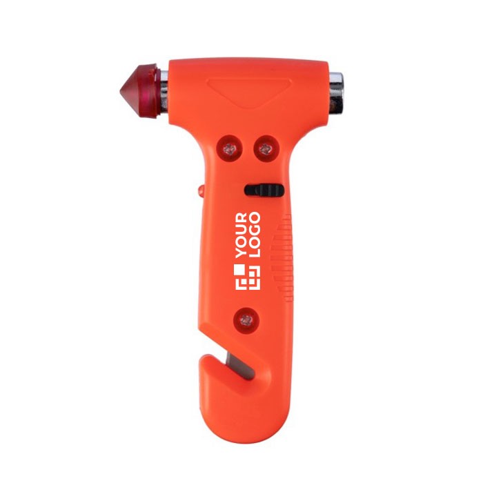 Martillo de emergencia 4 en 1 con luz, cortador y martillo incluido color naranja vista de impresión Martillo de emergencia 4 en 1 con luz, cortador y martillo incluido color naranja vista de impresión