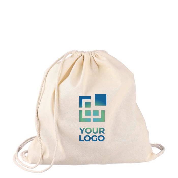 Mochila de cuerdas de algodón natural Oeko-Tex® 150g/m2 color caqui vista de impresión Mochila de cuerdas de algodón natural Oeko-Tex® 150g/m2 color caqui vista de impresión