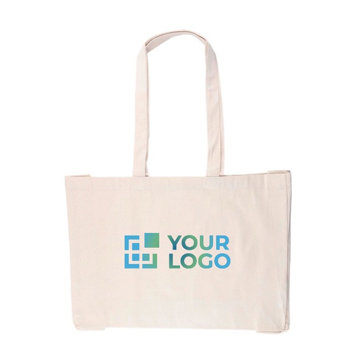 Bolsa de la compra de algodón natural Oeko-Tex® 220 g/m2 color caqui vista de impresión Bolsa de la compra de algodón natural Oeko-Tex® 220 g/m2 color caqui vista de impresión