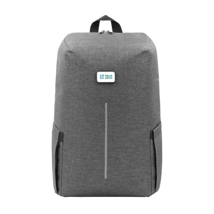 Mochila para portátil de poliéster reciclado repelente al agua 16'' color gris vista de impresión Mochila para portátil de poliéster reciclado repelente al agua 16'' color gris vista de impresión