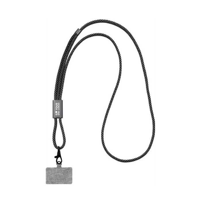 Lanyard de RPET elegante para la funda de móvil BrandCharger color grafito vista de impresión