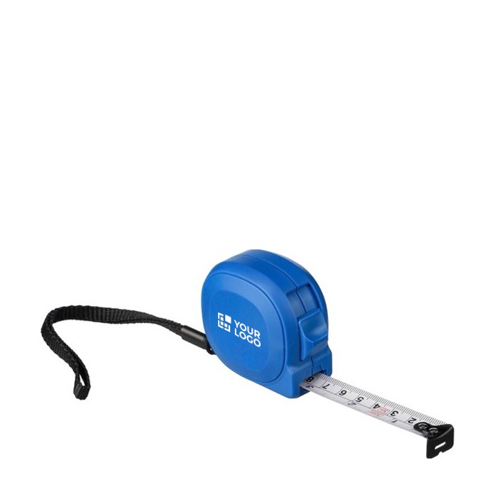 Cinta métrica en varios colores con muñequera y pulsador de bloqueo 3M color azul ultramarino vista de impresión Cinta métrica en varios colores con muñequera y pulsador de bloqueo 3M color azul ultramarino vista de impresión